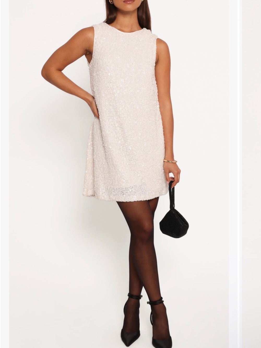 Petal & Pup Ivory Sequin Mini Kezie Dress